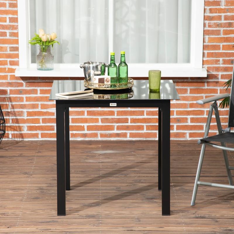 Outsunny Tuinmeubel Tuintafel Loungetafel voor buiten, weerbestendig, 80 x 80 x 74 cm, Zwart