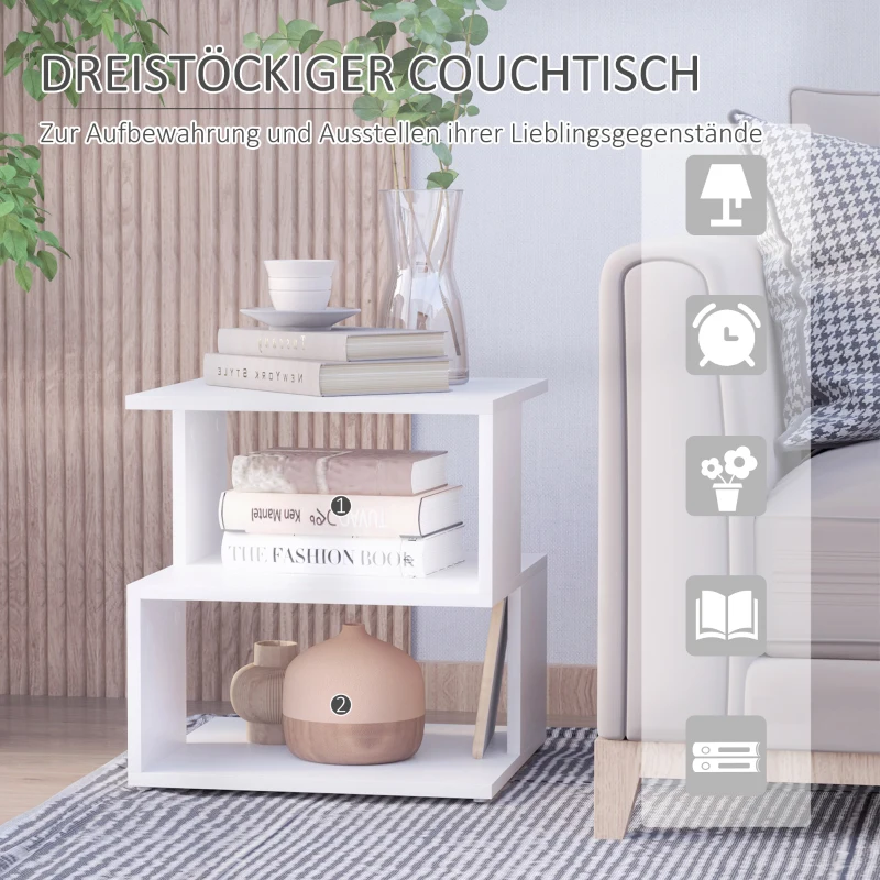 HOMCOM Bijzettafel nachttafel met modern design salontafel voor kantoor woonkamer