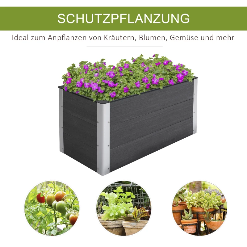 Outsunny plantenbak bloemenkuip terras balkon weerbestendig grijs zonder bodem buiten