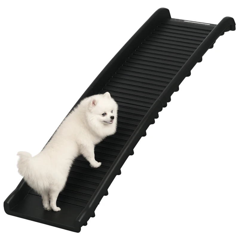 PawHut hondenhelling, hondenhelling voor auto's, opvouwbaar, antislippad, plastic, zwart, 155 x 39 x 14 cm