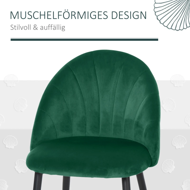 HOMCOM 2-delige Set Eetkamerstoelen Keukenstoelen Accentstoelen, 52 cm x 54 cm x 79 cm, Groen