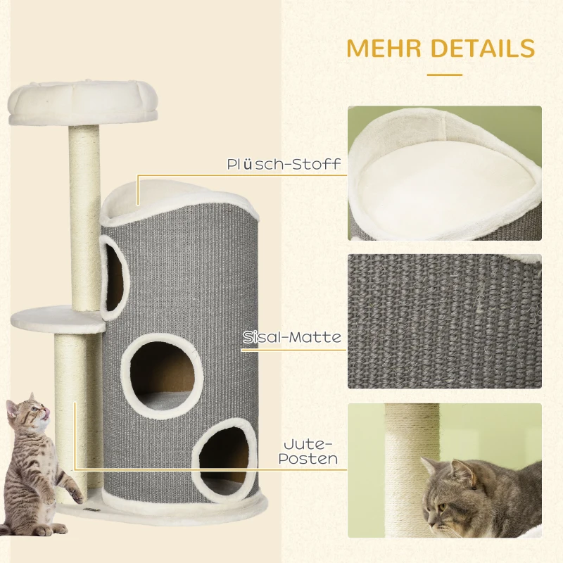 PawHut kattenboom, klimboom met krabpaal, kattenboom, wit