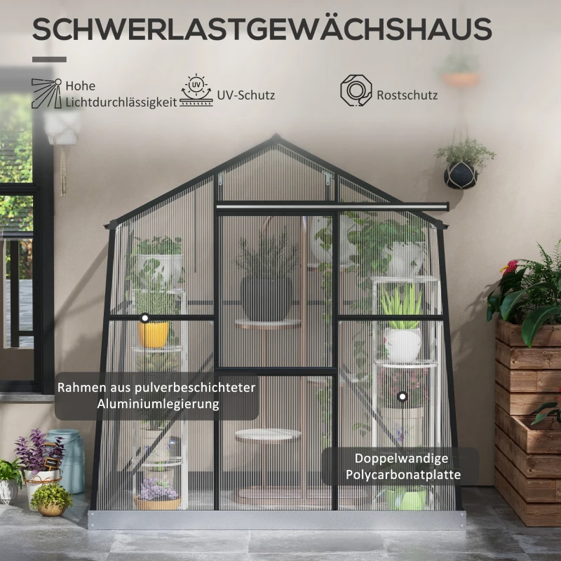 Outsunny Kas Kweekhuis Kweekbed, weerbestendig, 192 x 131 x 203 cm, Zwart