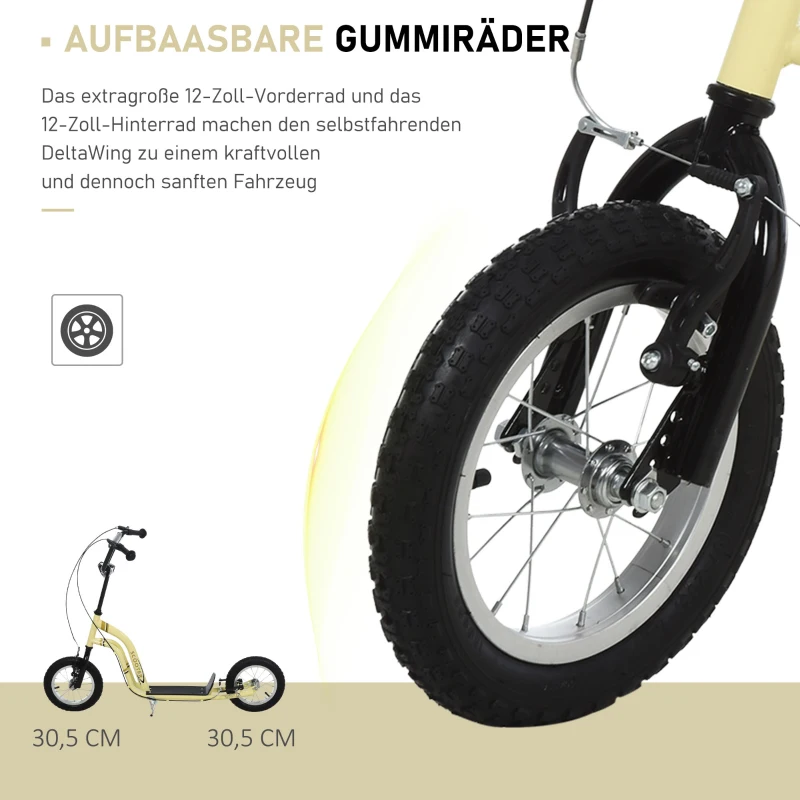 HOMCOM step kinderscooter scooter stadsscooter luchtbanden verstelbaar beige(m-7)