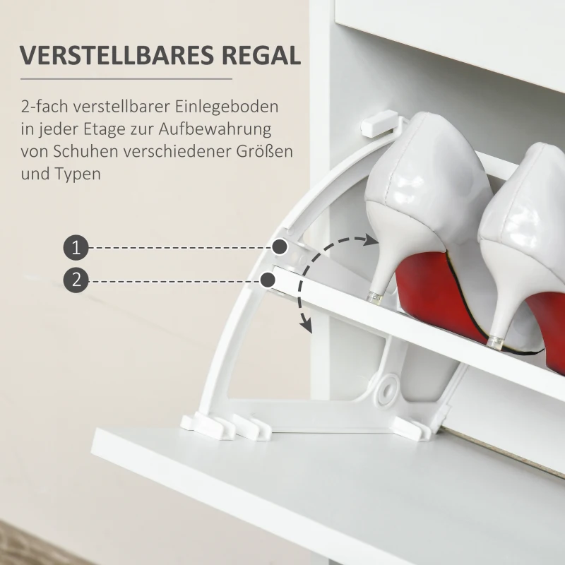 HOMCOM Schoenenkast schoenenrek met 4 lades en verstelbare plank wit