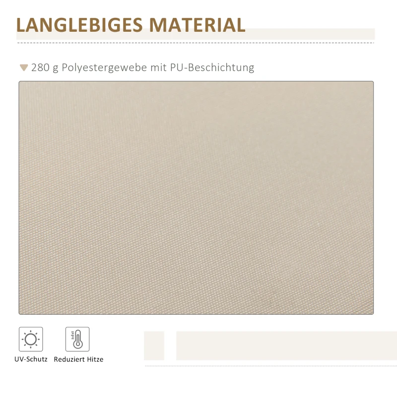 Outsunny handmatige knikarmluifel 395 cm luifel met handslinger balkonluifel zonwering wandmontage balkon aluminium wit + beige 395 x 245 cm | Aosom(m-4)