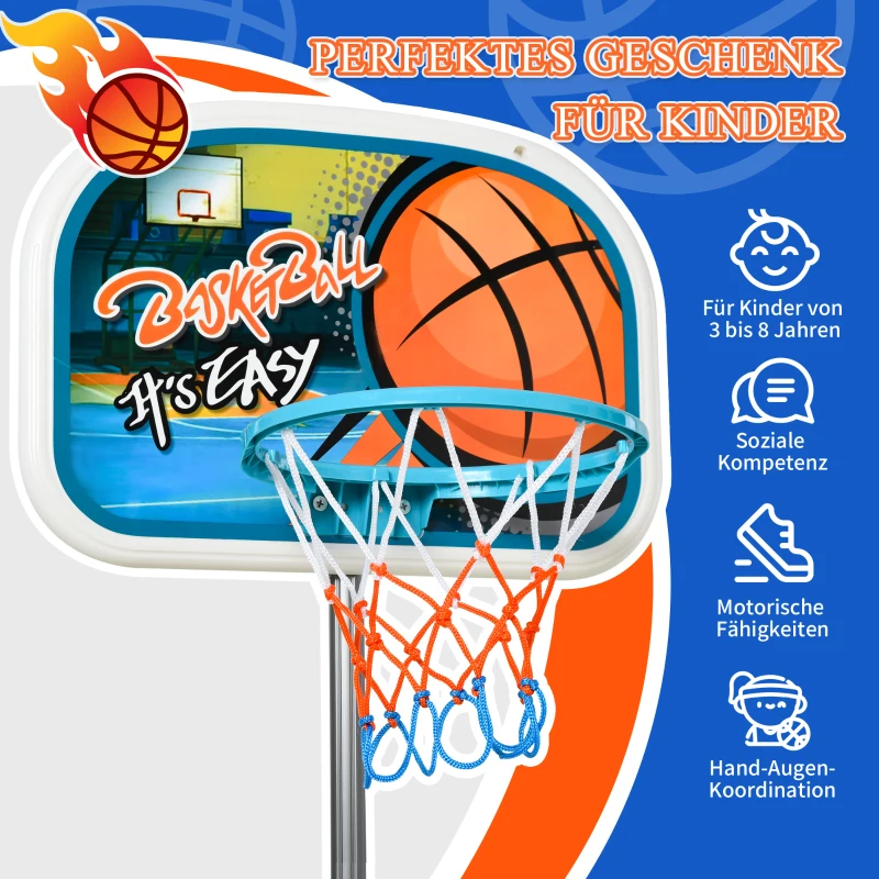 HOMCOM Kinderbasketbalstandaard basketbalring 126-158 cm instelbaar met staander