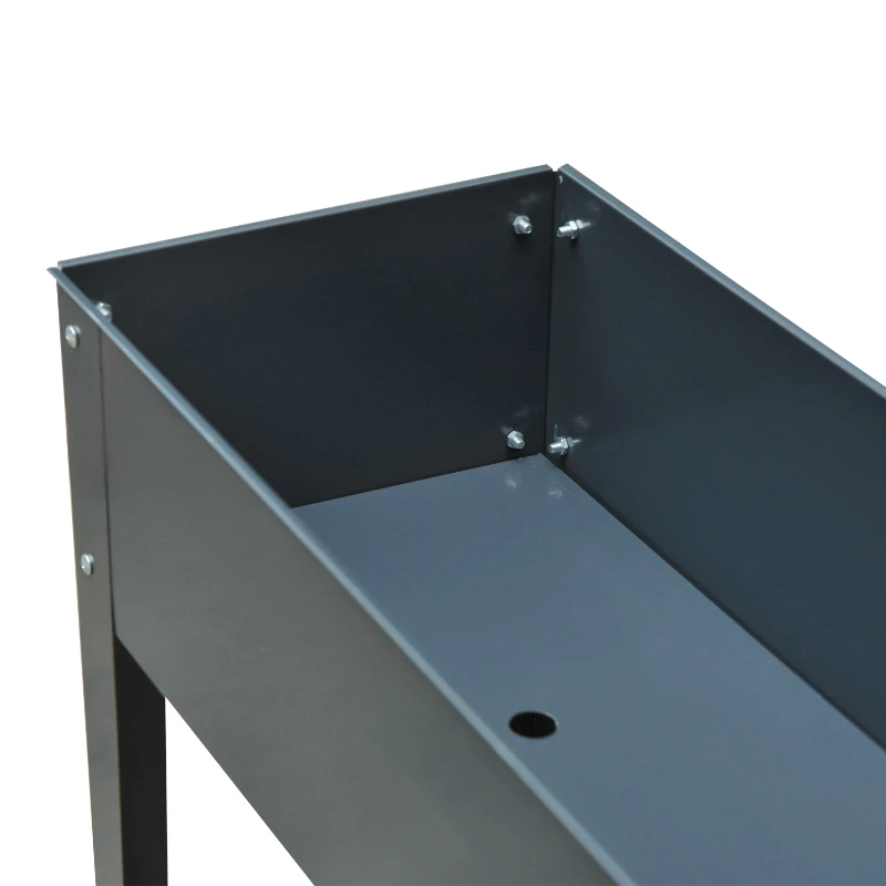Outsunny Verhoogd bloembed plantenbak kruidenbed 3 afvoergaten bloembak met metalen poten