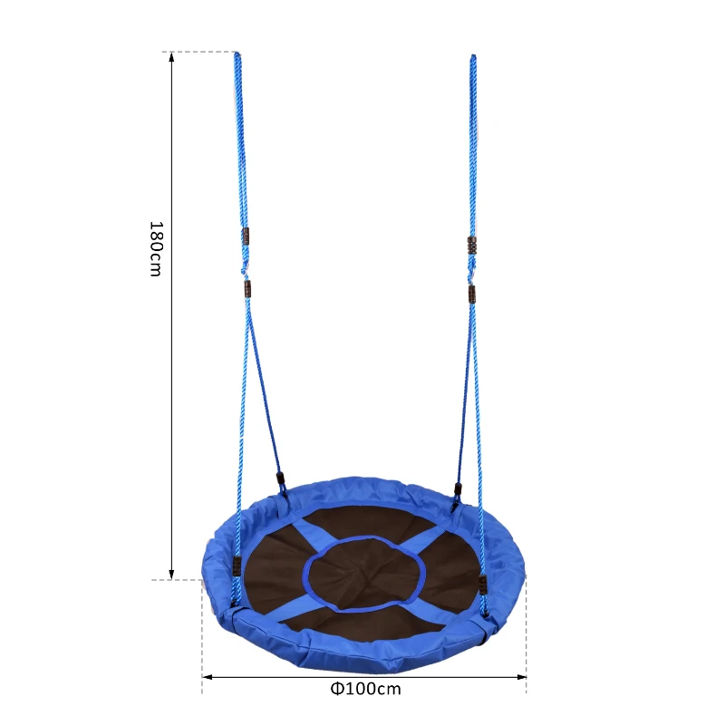 HOMCOM Nestschommel voor kinderen ronde schommel schommel tuin Oxford 100 cm blauw