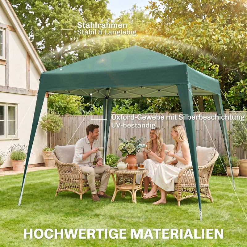 Outsunny Partytent 3 x 3 m inklapbare partytent opvouwbare tent paviljoen tuintent draagbaar 2 kleuren