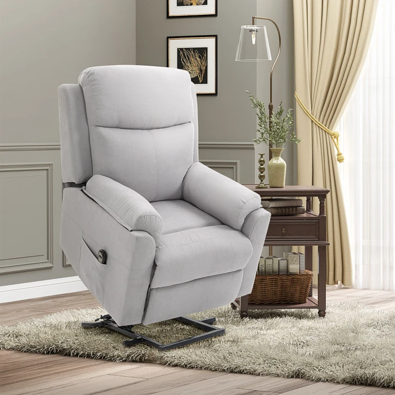 HOMCOM Elektrische sta-stoel Fauteuil met opstahulp voor senioren Grijs