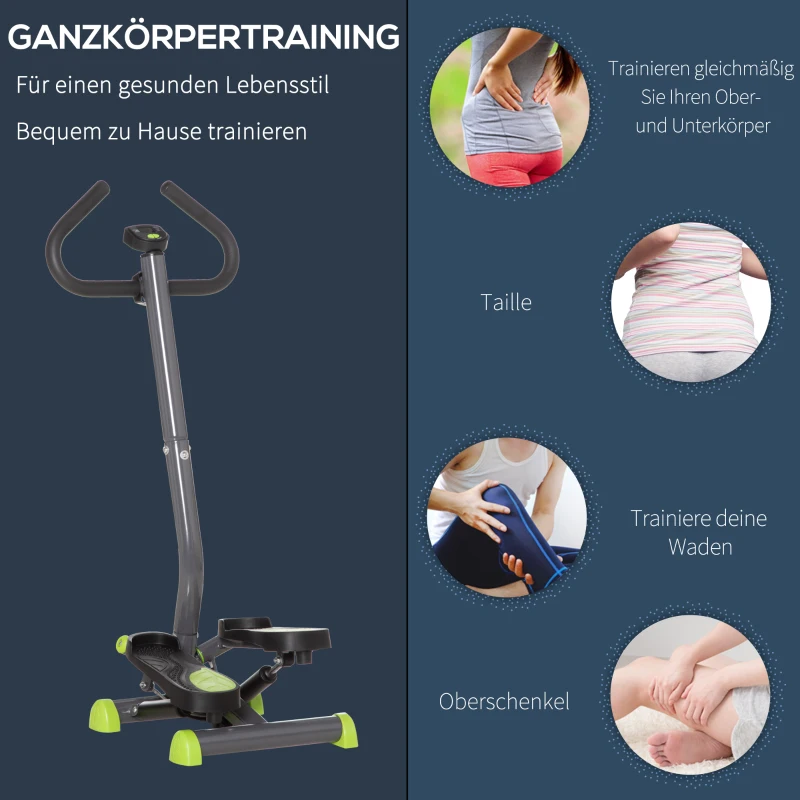 HOMCOM Stepper Fitness Swing Stepper met LCD-scherm tot 100 kg 55 x 44 x 108 cm