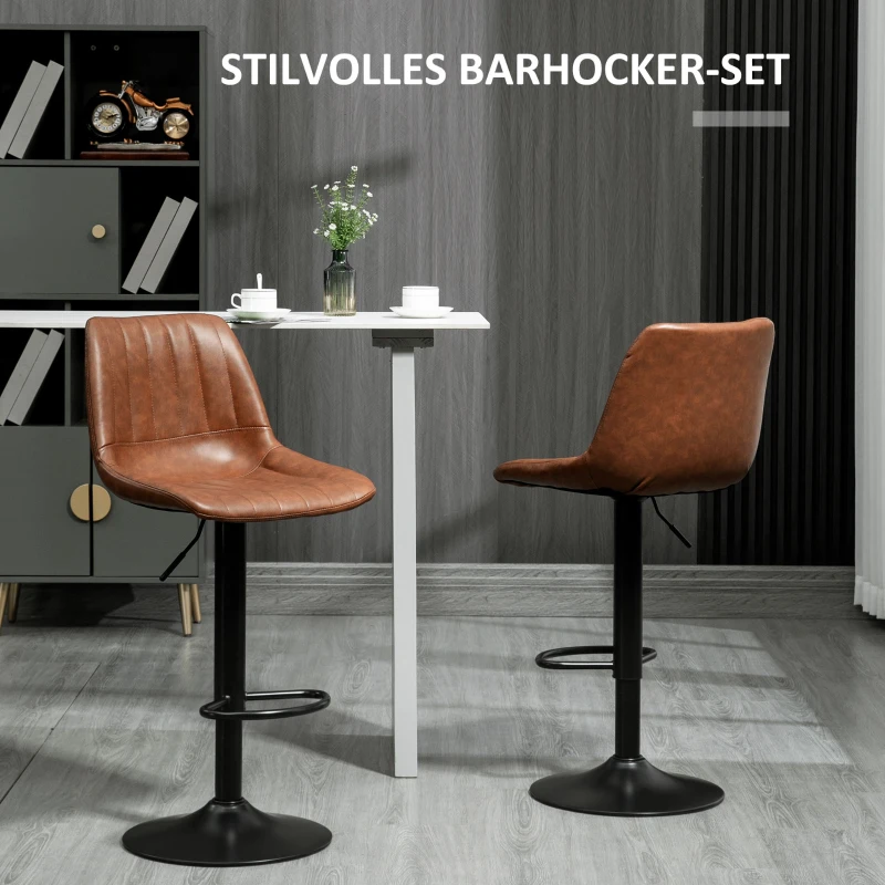 HOMCOM Set van 2 barkrukken in retrodesign, met voetsteun, in hoogte verstelbaar, 43 cm x 49,5 cm x 111 cm