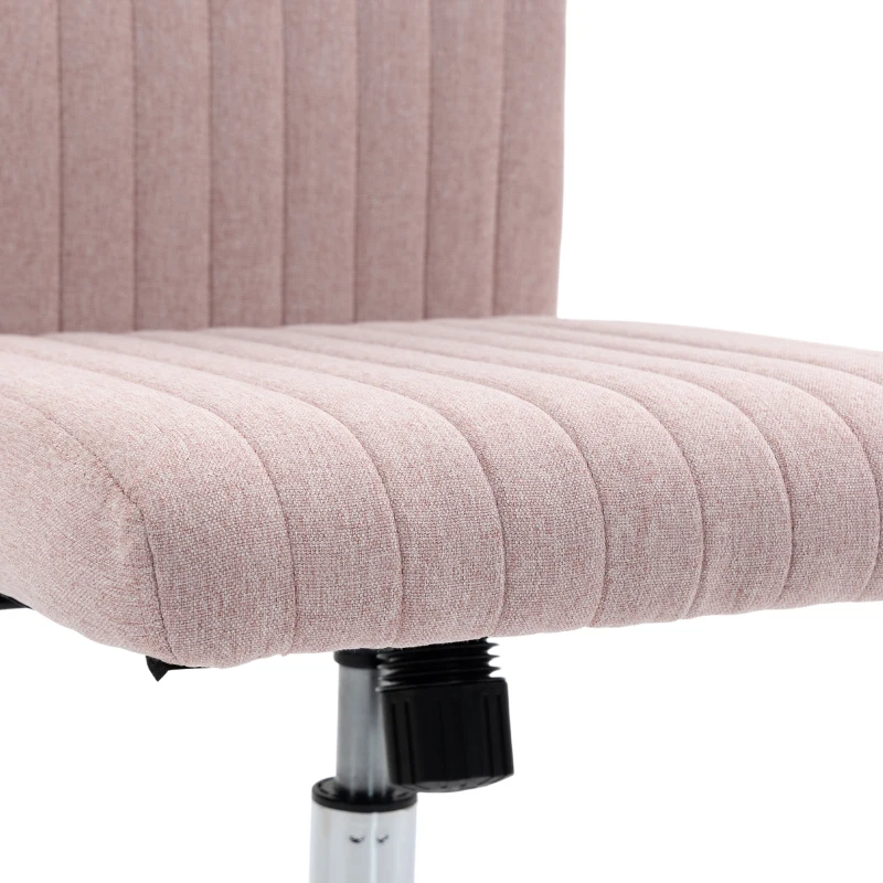 HOMCOM Chaise de bureau sans accoudoirs, fauteuil de bureau, hauteur réglable et pivotant 360°, 43 x 56 x 89-99 cm, rose