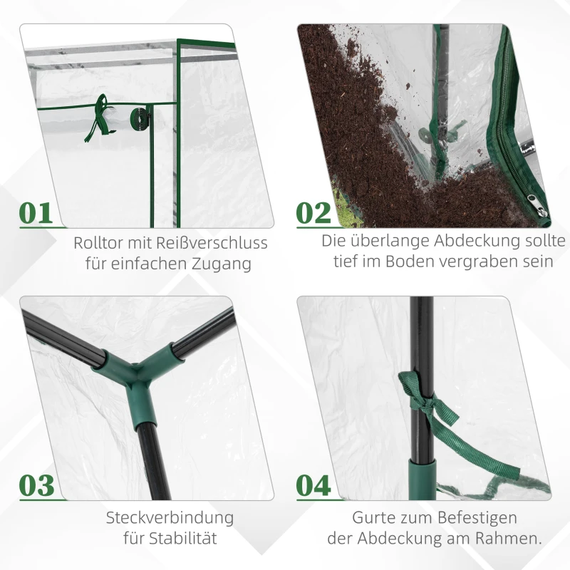 Outsunny kas met roldeur transparant 100 x 50 x 149 cm