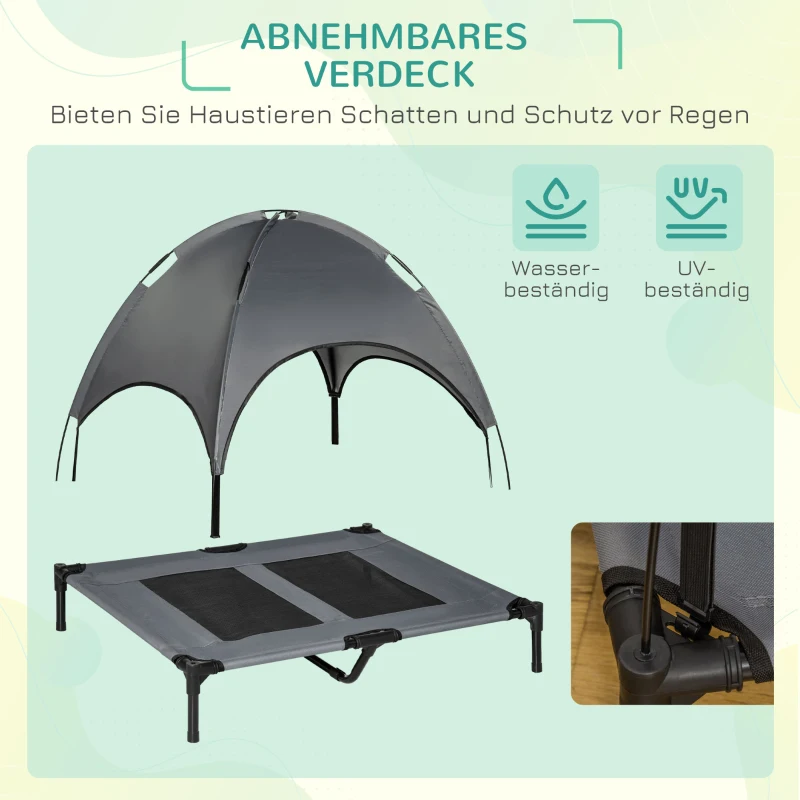 PawHut Hondenbed met dak hondenbed verhoogd hondenbed ademend taft-stof