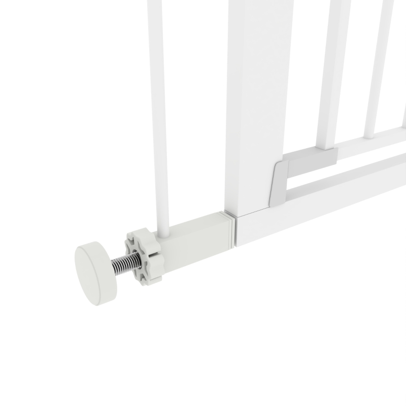 PawHut Deurhek, montage zonder boren, verstelbare breedte 76-97 cm, met één hand te openen, metaal, wit, 76 cm hoog