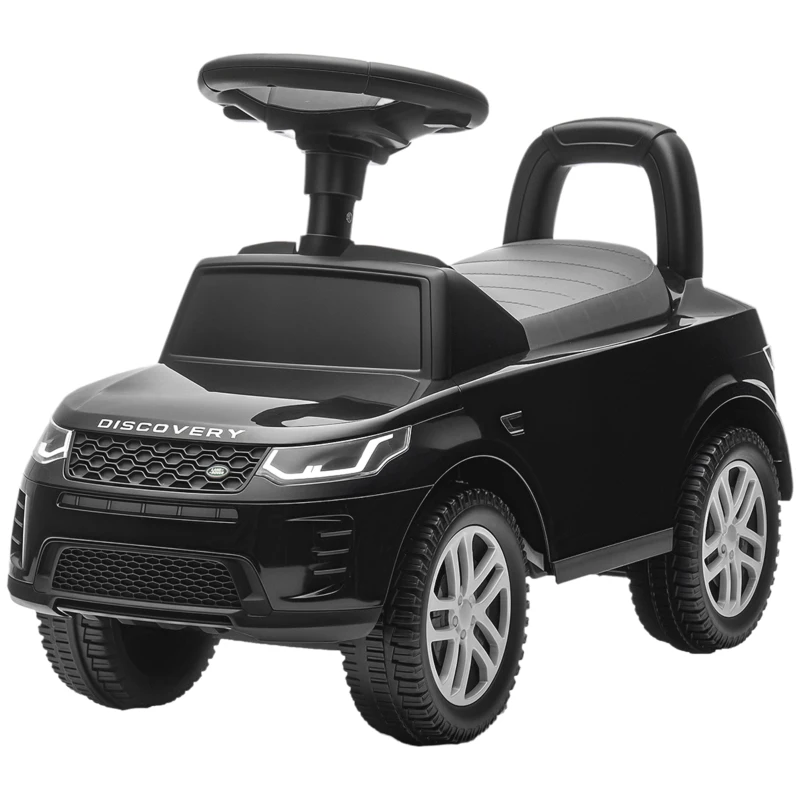 AIYAPLAY Mașină de împins pentru copii sub licență Land Rover, vehicul de împins, claxon, sunete de motor, depozitare sub șezut, negru