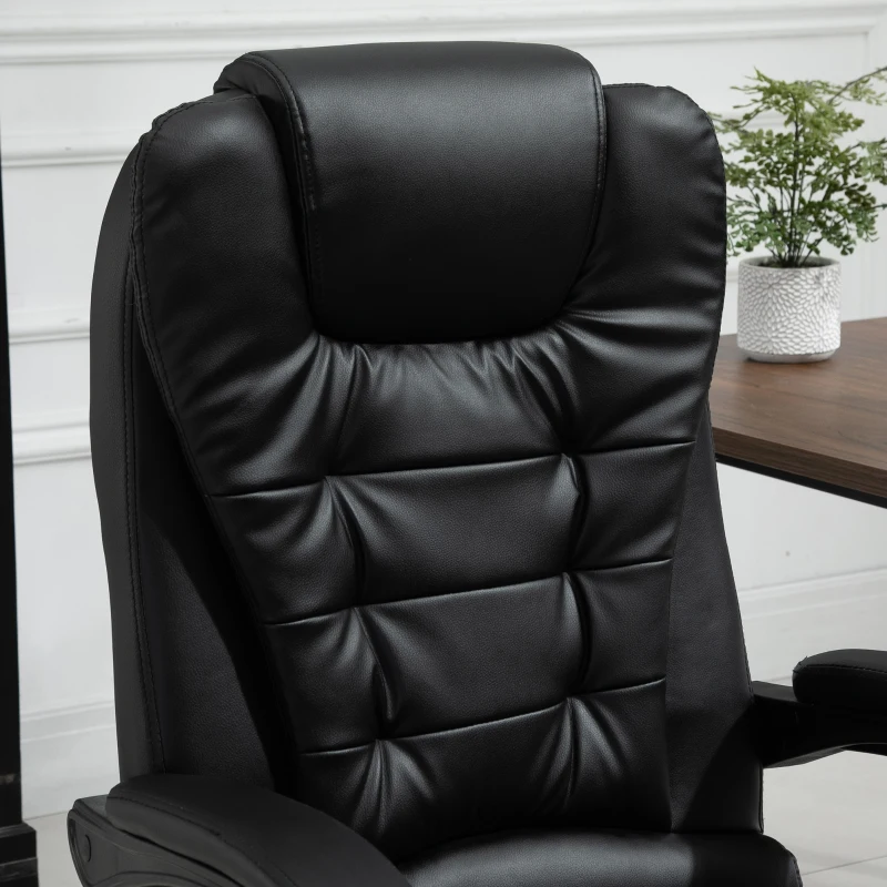 Vinsetto Massagestoel directiestoel met voetensteun, verstelbare rugleuning PVC zwart(m-9)