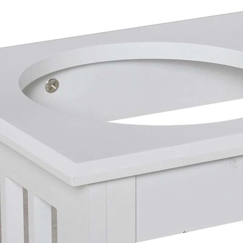 PawHut Honden-Voerstation, Antislip, 44 x 24 x 15cm, Wit, 0,9L per Bak