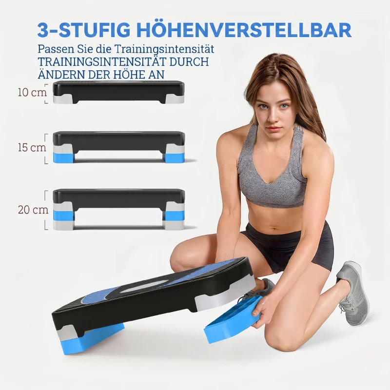 HOMCOM Stepper Aerobic Stepper in hoogte verstelbaar 10-20 cm voor thuis tot 150 kg