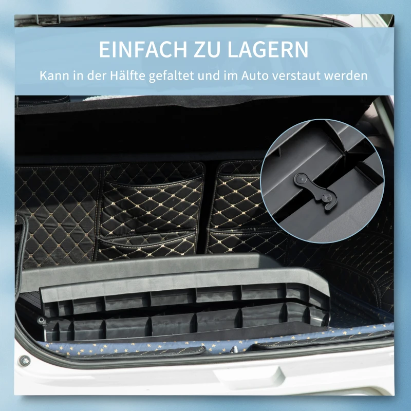 PawHut hondenhelling, hondenhelling voor auto's, opvouwbaar, antislippad, plastic, zwart, 155 x 39 x 14 cm