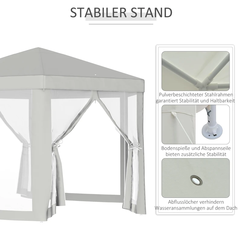 Outsunny Tuinpaviljoen partytent paviljoen tuintent feesttent 6-hoekig, 3,9x3,9m