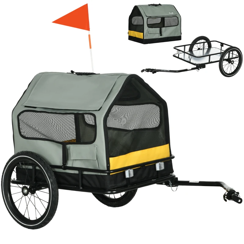 PawHut Hondenkar Fietskar Huisdierkar, 1 Vlaggetje, voor honden tot 10 kg, Groen + Zwart