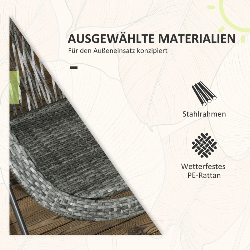 Outsunny Tuinmeubelset, 3-delig, rotanlook, 2 stoelen, 1 tafel, inklapbaar, Grijs