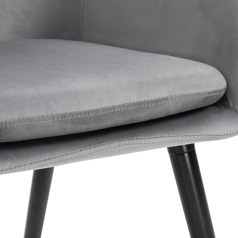 HOMCOM Esszimmerstühle in ansprechendem Design, Metallstruktur, Holzbeine, Grau, 120 kg belastbar