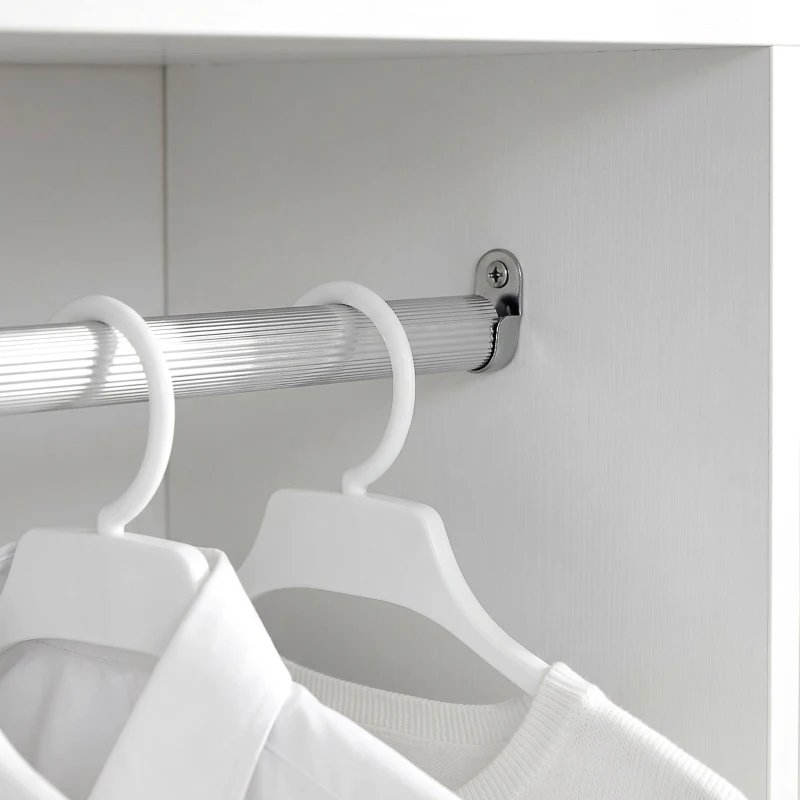 HOMCOM Mobiele garderobekast kledingkast voor slaapkamer wit