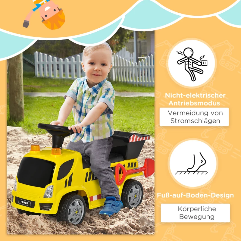 HOMCOM Stoelgraafmachine voor kinderen met kiepbak kinderauto metaal PP kunststof