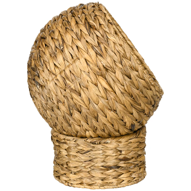 PawHut Kattenslaapplek, kattenbed met kussen, kattengrot, bananenblad, bruin