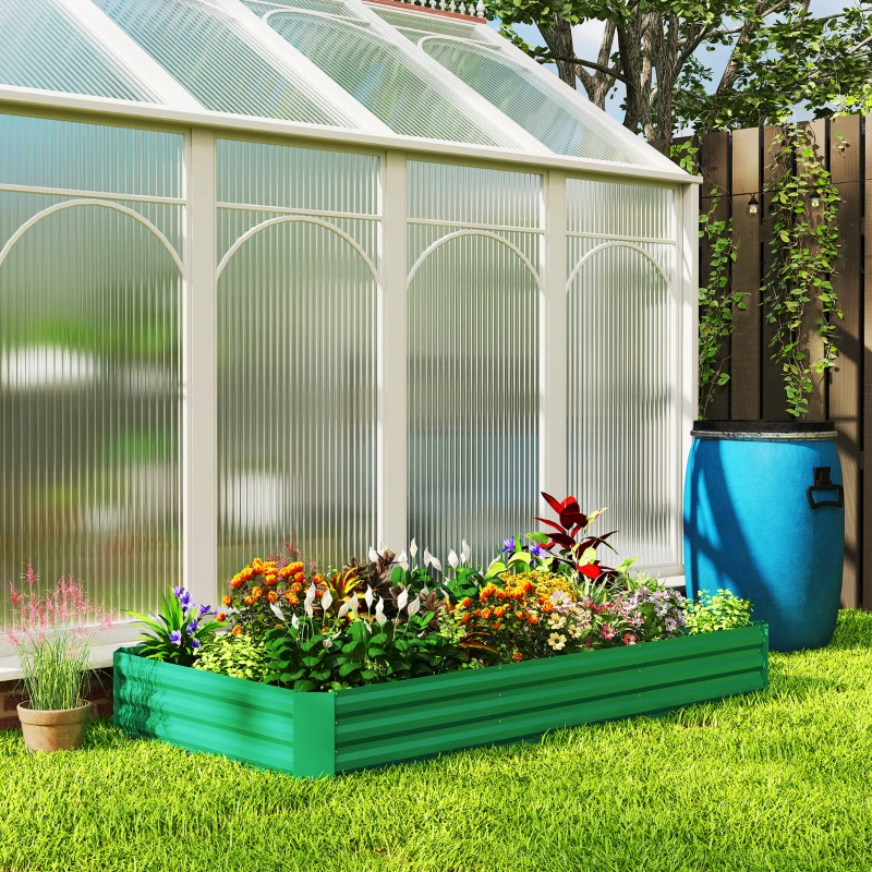 Outsunny Jardinière extérieure carré potager galvanisée avec bordure de sécurité et fond ouvert 240 x 120 x 30 cm vert