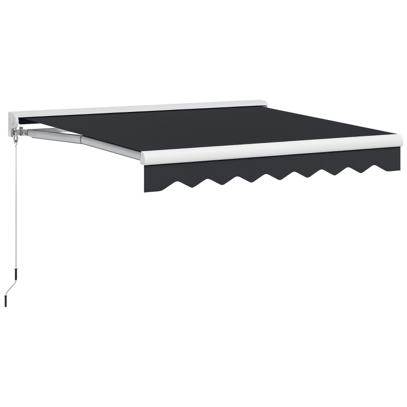 Outsunny Elektrisch/Handmatig Uitschuifbare Zonnescherm, Halfcassette, Afstandsbediening, Aluminium Frame, 2,5 x 2 m, Grijs