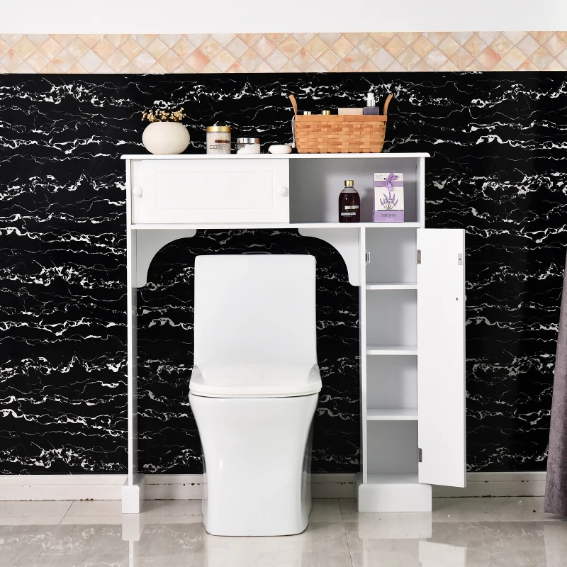 HOMCOM Toiletombouw kantelbeveiliging toiletkast overbouwkast veel opbergruimte MDF wit