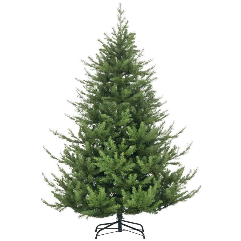 HOMCOM kerstboom, kunstspar, realistische uitstraling, snelle montage, kunststof, groen, 136 x 136 x 180 cm