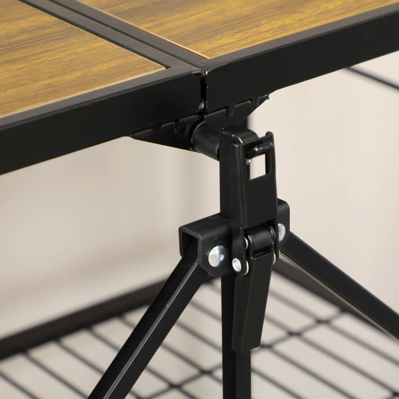 HOMCOM Keukenwagen in industrieel design met 3 schappen, multifunctionele trolley, serveerwagen, 4 wielen, opvouwbaar, bruin+zwart