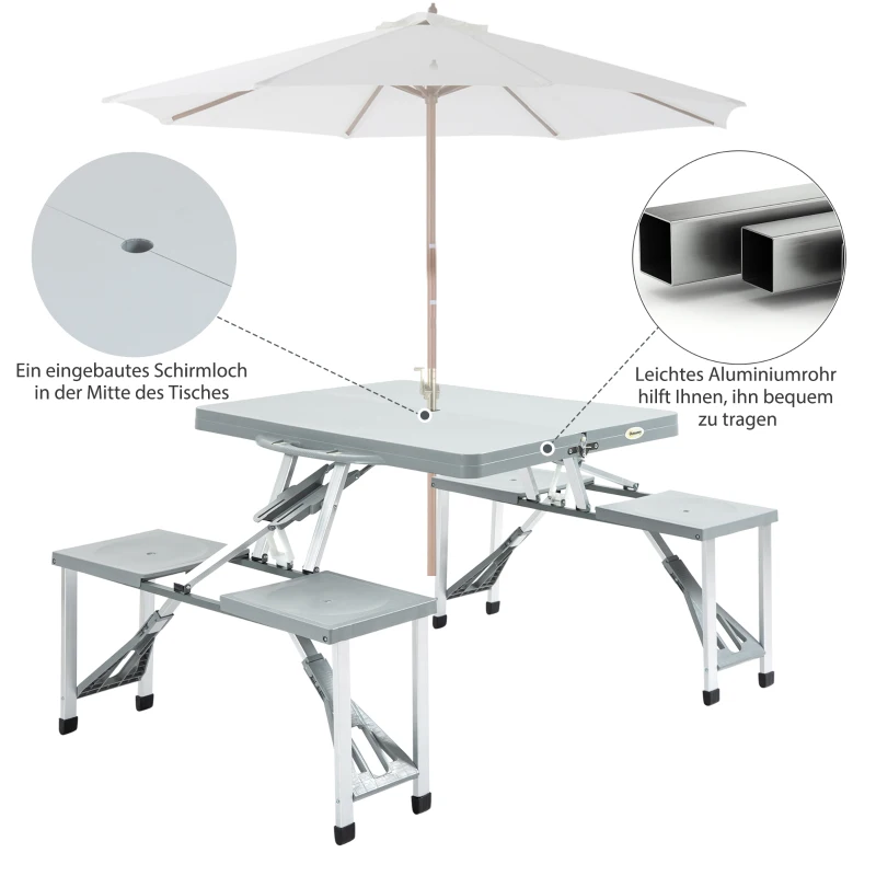 Outsunny® campingtafel set picknicktafel zitgroep klaptafel met 4 stoelen aluminium 135 x 82 x 66 cm | Aosom.nl