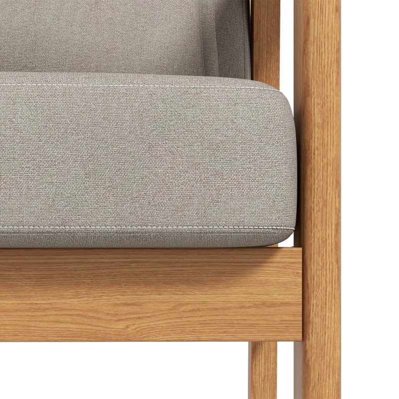 HOMCOM Gestoffeerde Stoel, inclusief 1 Kussen, 70 cm x 72 cm x 76 cm, Beige + Natuurlijk
