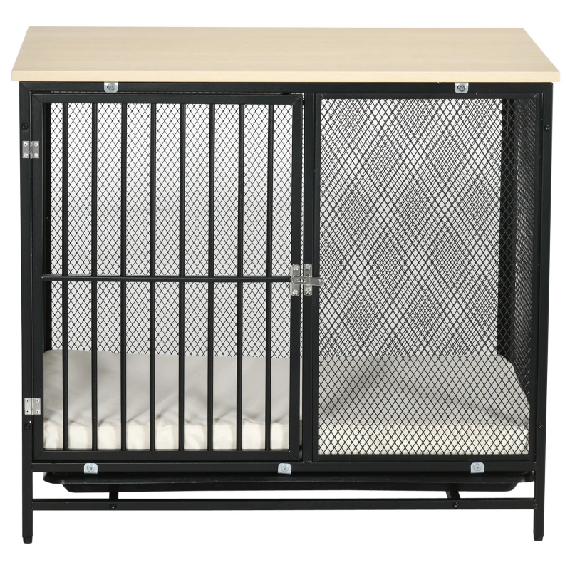 PawHut hondenkooi, dierenkooi met tafelblad, hondenhok, kennel, binnen