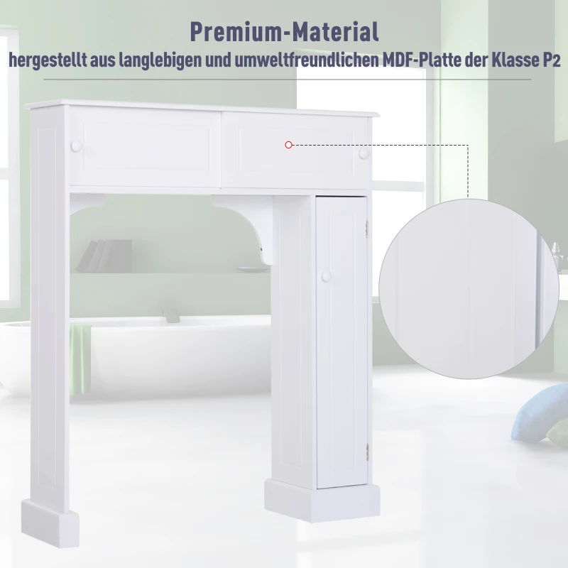 HOMCOM Toiletombouw kantelbeveiliging toiletkast overbouwkast veel opbergruimte MDF wit