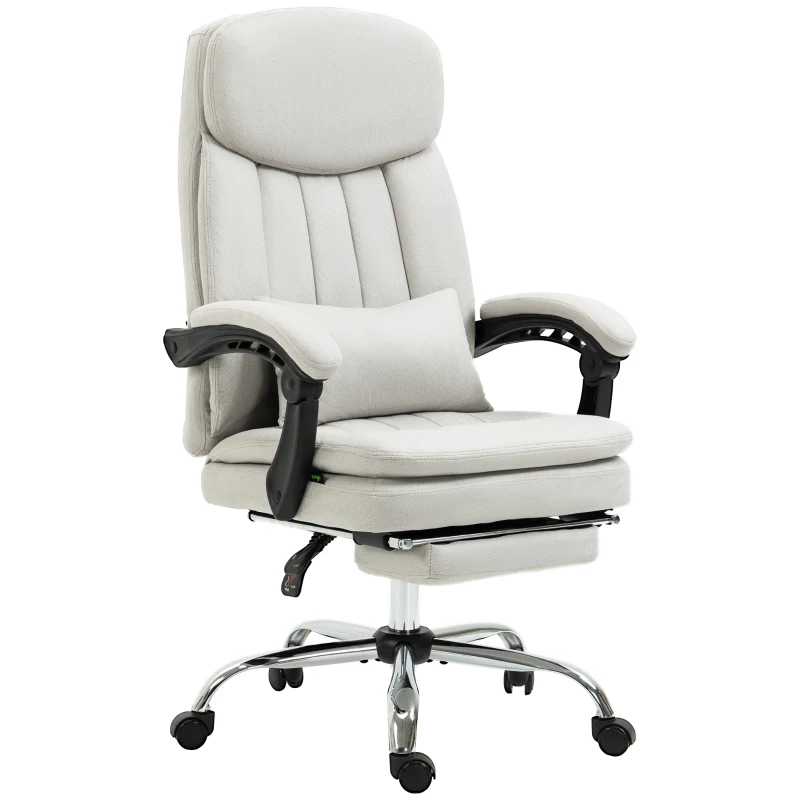 Vinsetto Bureaustoel met Massage- en Warmtefunctie, Ergonomisch, 66x67x110-118cm, Crèmewit(m-10)