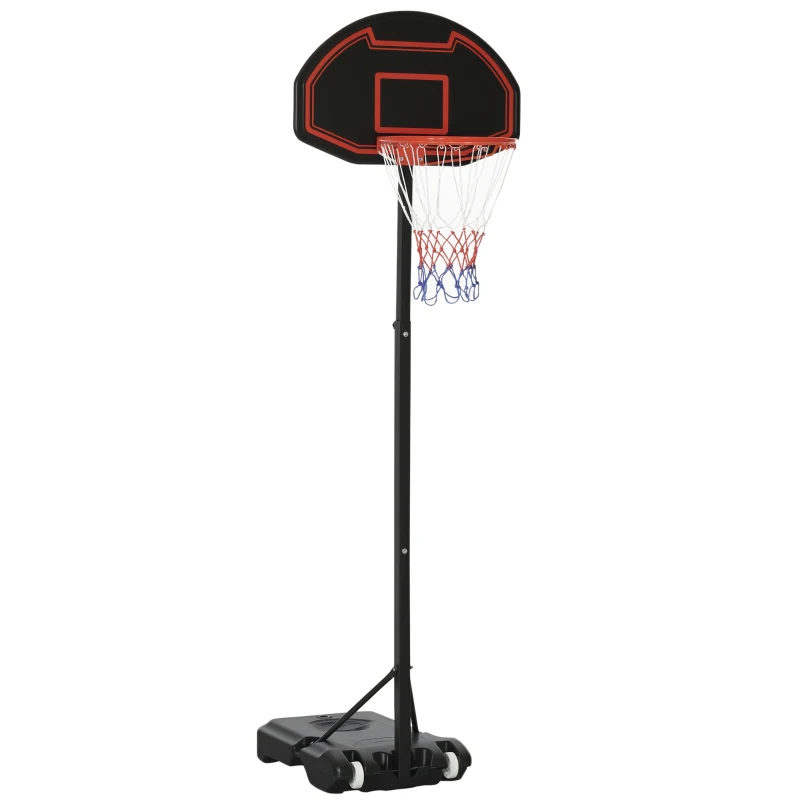 HOMCOM basketbalring, in hoogte verstelbaar, vulbaar onderstel, zeer stabiel, zwart, 131 x 49 x 195-250 cm
