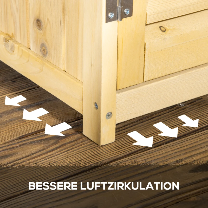 Outsunny tuinkast houten gereedschapsschuur 4 vakken met asfalt dak naturel(m-7)