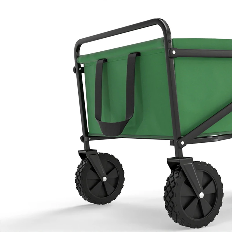 Outsunny Chariot à roulettes pliable chariot de transport à roulettes charge 40 kg poignée ajustable 83 x 50 x 99 cm vert foncé