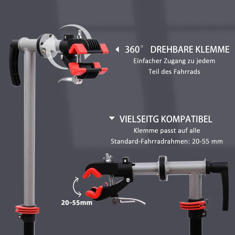 HOMCOM Fietsmontagestandaard, reparatiestandaard, montagestandaard met gereedschapsbak fiets