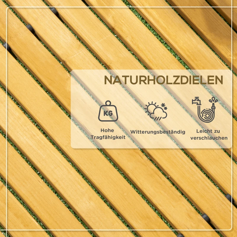 Outsunny Oprolbaar Tuinpad 185 x 60 cm, Houten Loopweg, Weerbestendig Dennenhout voor Tuin, Terras, Strand