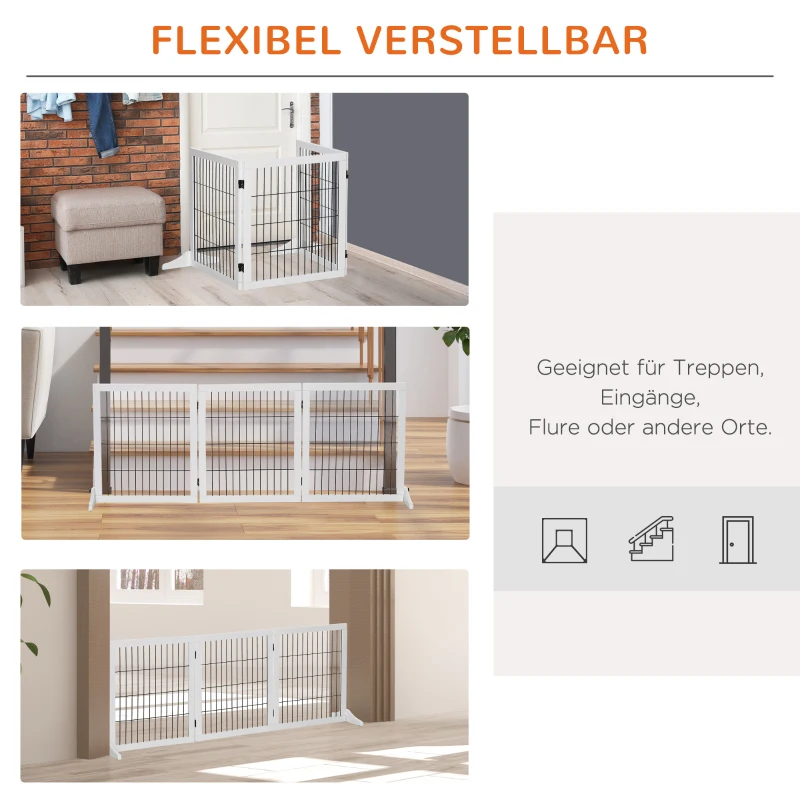 PawHut hondenomheining grenen wit 185 x 36 x 71 cm(m-4)