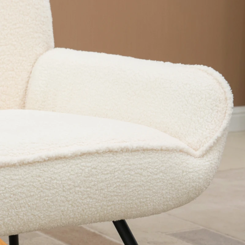 HOMCOM schommelstoel met sherpa fleece, draagvermogen 150 kg, creme
